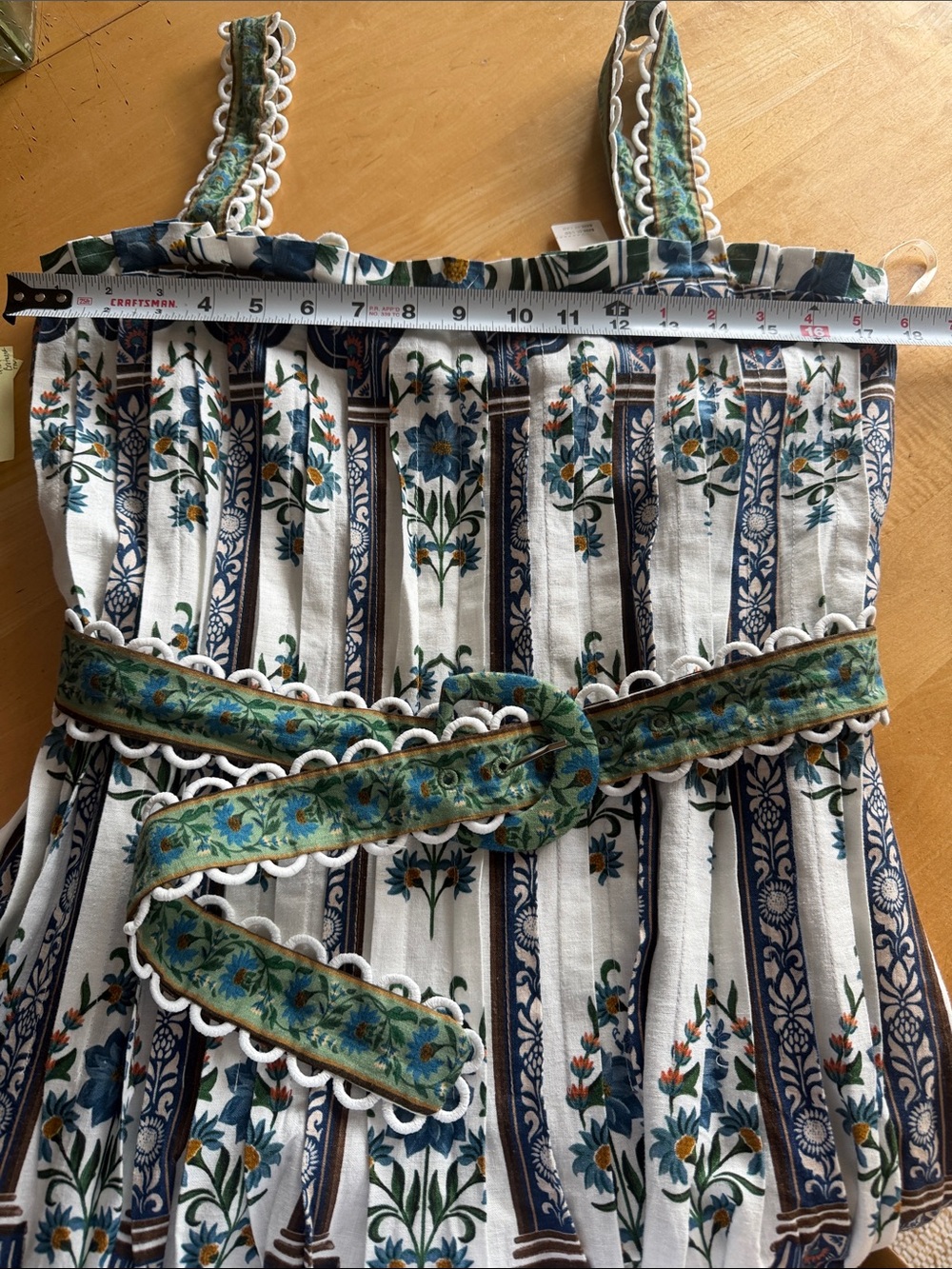 FARM Rio Off-White, Blue & Green Tiered Smocked Maxi Dress - Picture 9 of 9